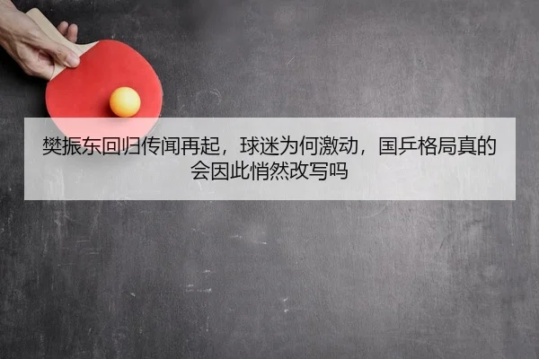 樊振东回归传闻再起，球迷为何激动，国乒格局真的会因此悄然改写吗